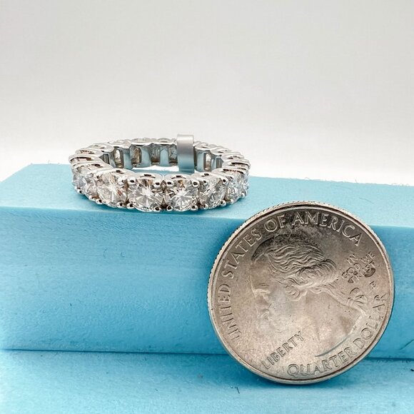 925 Sterling Sliver Moissanite Wedding/Engagement Band, 4.14ctw VVS Stones Hip H - Picture 6 of 6